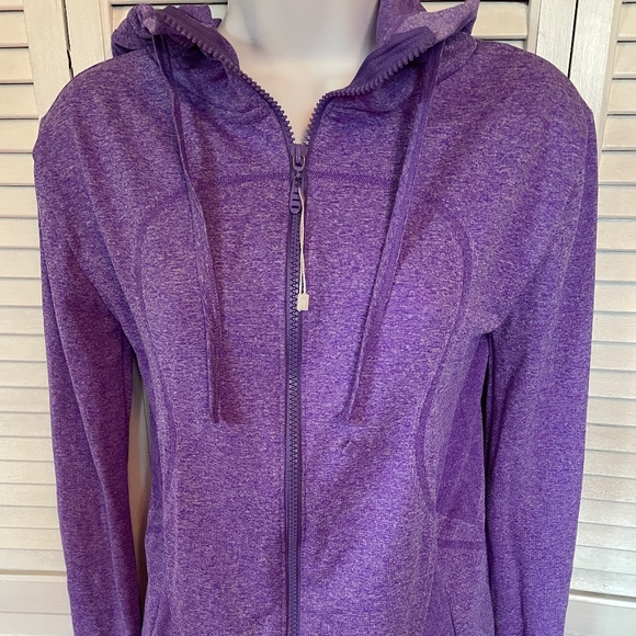 Sport Pro Compression Hooded Zip Purple Jacket Large - Picture 4 of 12